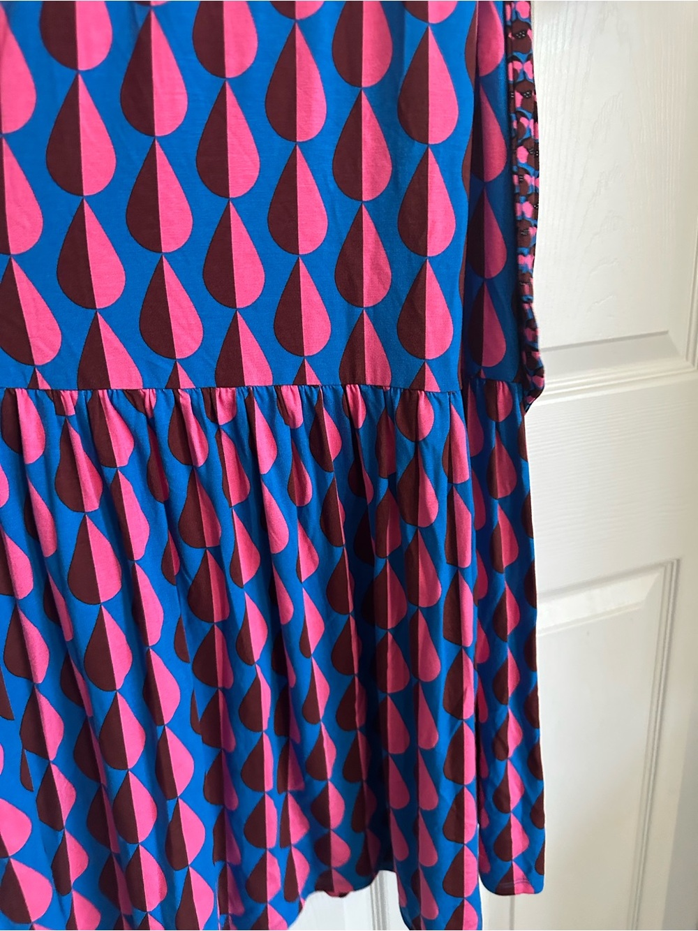Boden Ophelia Faux Wrap Maxi Dress Multicolor Jersey Raindrop Tie Waist Sz 12R - Picture 12 of 12